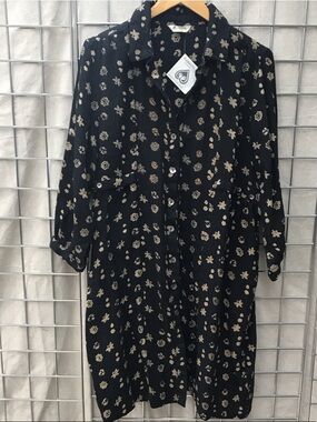 MarketPlace India handmade Black bracelet-Sleeve Floral Button Shirt Dress.